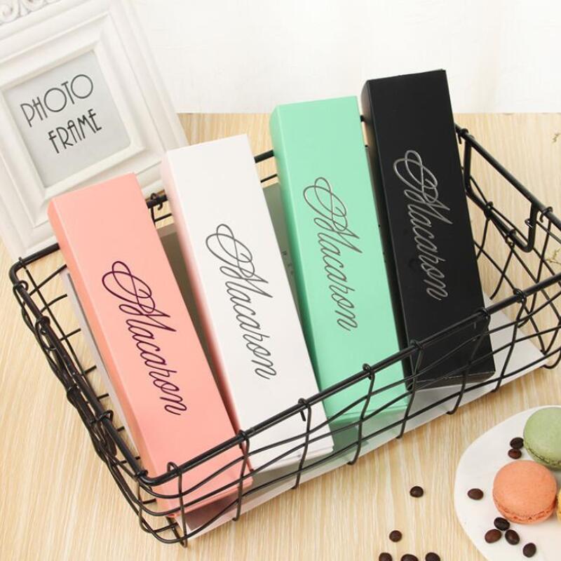 Cake Home Made aron Chocolate Boxes Biscuit ffin Box Retail Paper Packaging 20.3*5.3*5.3cm Black Pink EEC2465 Free shipping