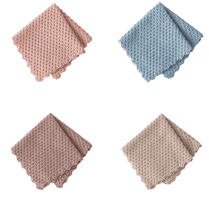 1Pcs Kitchen Supplies Cleaning Towel Home Washing Dish 4Color Anti-grease Cloth Super Absorbent Wiping Rags Multifunctional