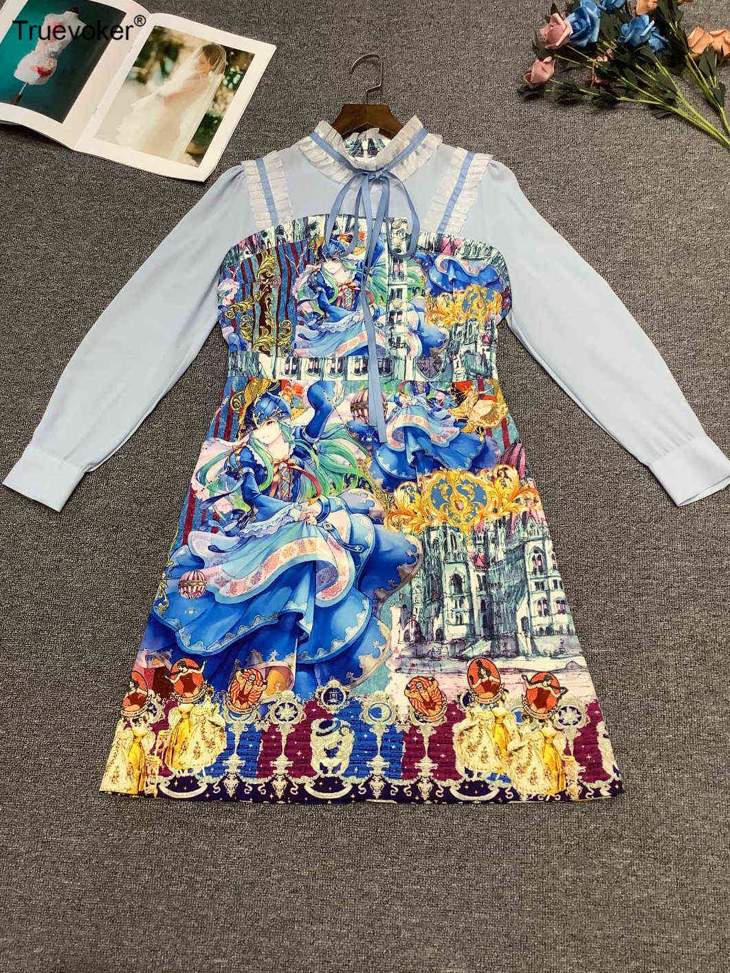 Truevoker Lady Spring Runway Fashion Prom Dress Mujer Vestido Full Sleeve Blue Print Mini Holiday 210602, Multi
Truevoker Lady Spring Runway Fashion Prom Dress Mujer Vestido Full Sleeve Blue Print Mini Holiday 210602, Multi