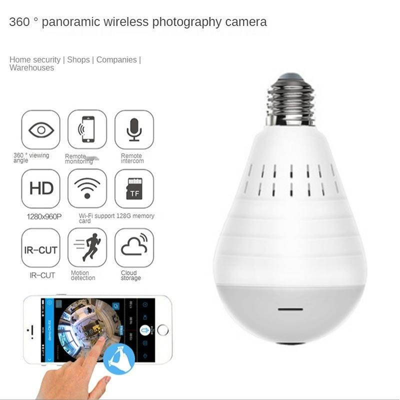Mini Cameras 360 Degree 960P Wifi Panoramic Camera EC27 Bulb Fisheye Wireless Home Security Video Surveillance Night Version Two Way Audio