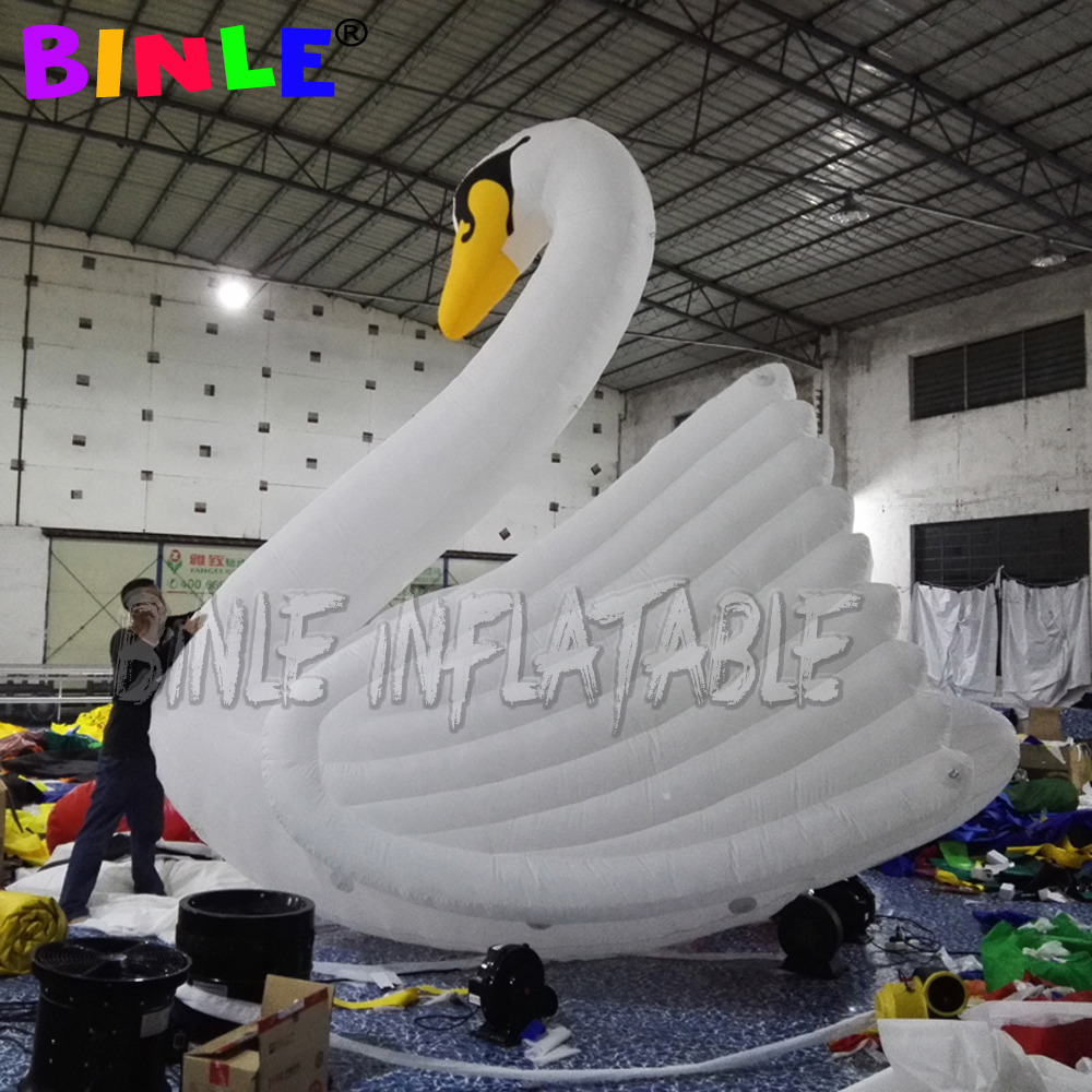 Customized 4m advertising white giant inflatable swan model goose for holiday park decoration
