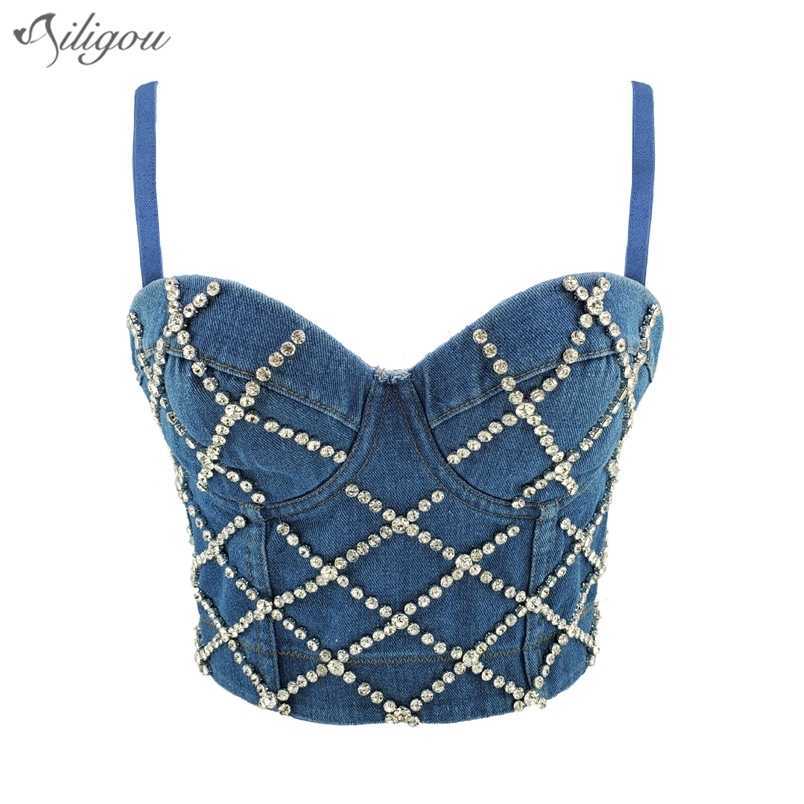 Women Sexy Designer Beading Denim Diamonds Crystal Cotton Camisole Summer High Street Punk Style Short Camis Crop Tops 210525, Blue
Women Sexy Designer Beading Denim Diamonds Crystal Cotton Camisole Summer High Street Punk Style Short Camis Crop Tops 210525, Blue