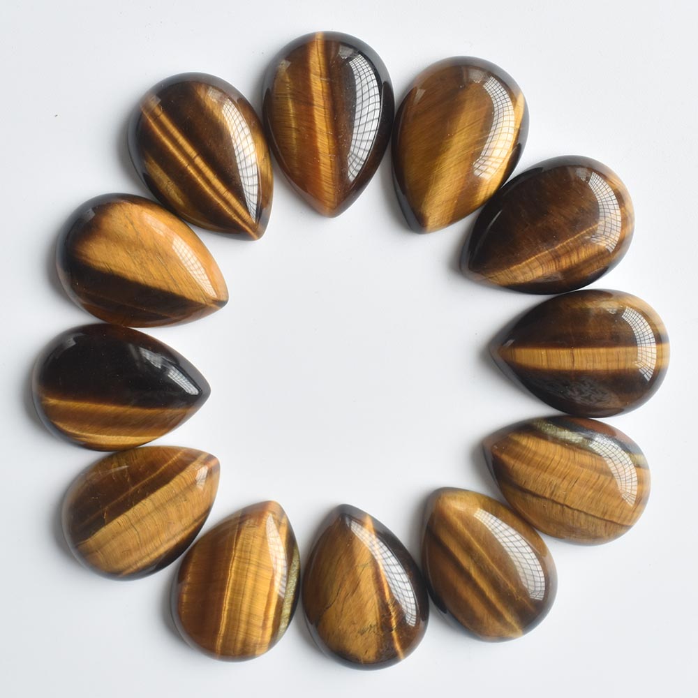 Natural stone 18x25mm water drop Loose Beads opal Rose Quartz Tiger's Eye turquoise Cabochons Flat Back for necklace ring earrrings jewelry acces