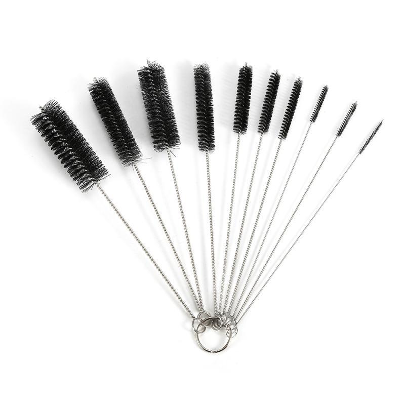10PCS/Set Nylon Brush Stainless Steel Glass Tube Cleaning Brush Nylon Bristles Tube Bottle Tubes Washing Cleaner Brush Tools