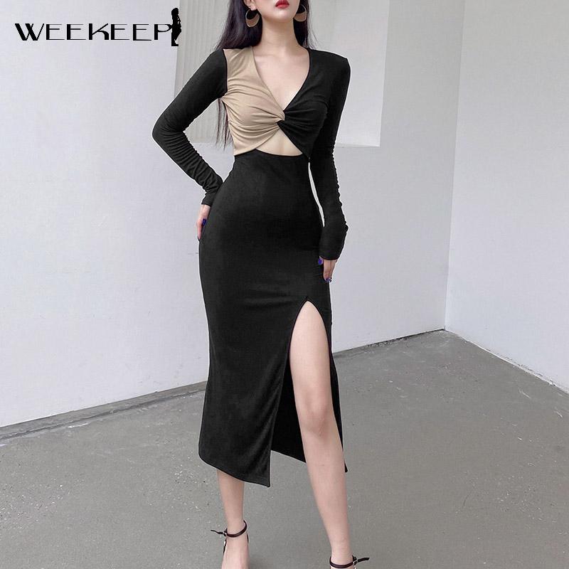 Casual Dresses Weekeep Sexy Split Hollow Out Knitted Dress Autumn Winter Long Sleeve Skinny Midi Harajuku Streetwear Fashion Ladies, Black
Casual Dresses Weekeep Sexy Split Hollow Out Knitted Dress Autumn Winter Long Sleeve Skinny Midi Harajuku Streetwear Fashion Ladies, Black