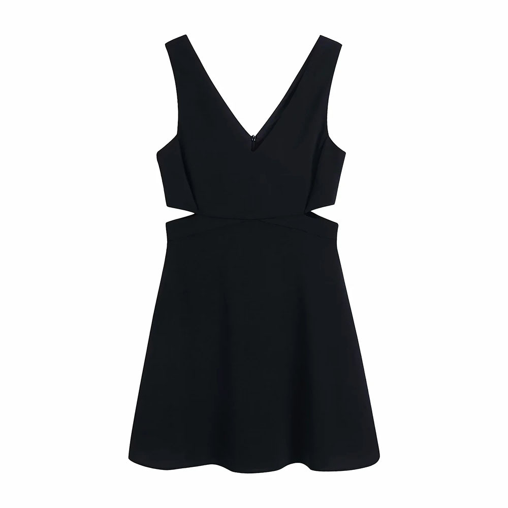 Women Fashion Elegant Simplicity Black waist Hollow Out Dress Vintage Female V-Neck Chic Dresses Vestidos 210520
Women Fashion Elegant Simplicity Black waist Hollow Out Dress Vintage Female V-Neck Chic Dresses Vestidos 210520