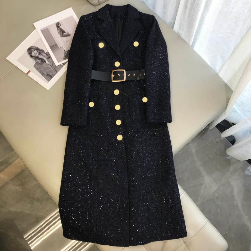 Women' Wool & Blends High-end Woolen Long Coats For Women Gold Single Breasted Sleeve Slim Coat Top Quality Sequins Lady Winter 2021, Black
Women' Wool & Blends High-end Woolen Long Coats For Women Gold Single Breasted Sleeve Slim Coat Top Quality Sequins Lady Winter 2021, Black
