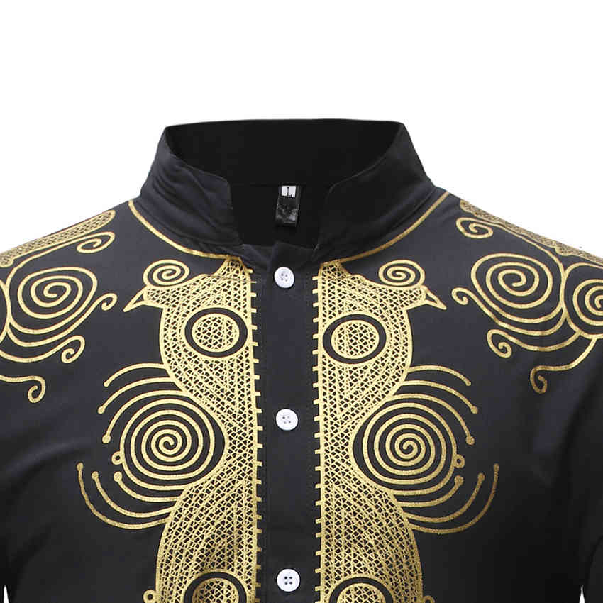 2pieces Clothing Set Black Dashiki 3D Print Shirt Tops Trousers for Man African Ethnic Dashiki T-shirt Cotton Bazin Riche 210408