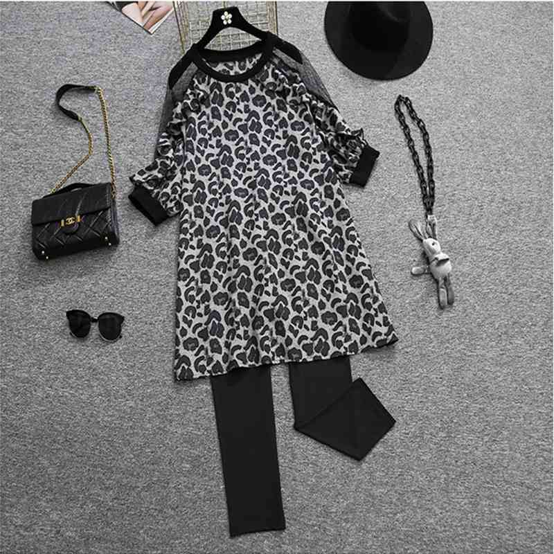 Summer Leopard print net yarn stitching chiffon A-line Tshirt Dress and Elastic Leggings 2 Piece Set Women 210525, Black
Summer Leopard print net yarn stitching chiffon A-line Tshirt Dress and Elastic Leggings 2 Piece Set Women 210525, Black