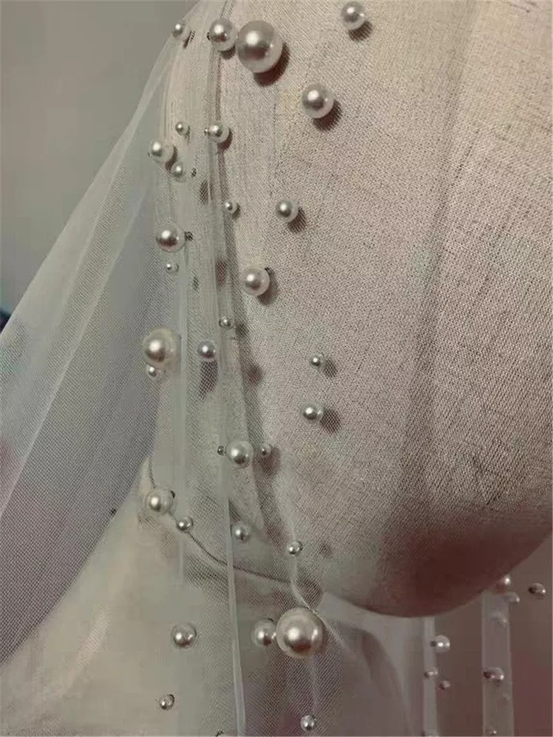 Fashion Head Beading Wedding Veils Appliques Lace Bridal for Girls Cathedral Luxury Long Chapel Length Beaded