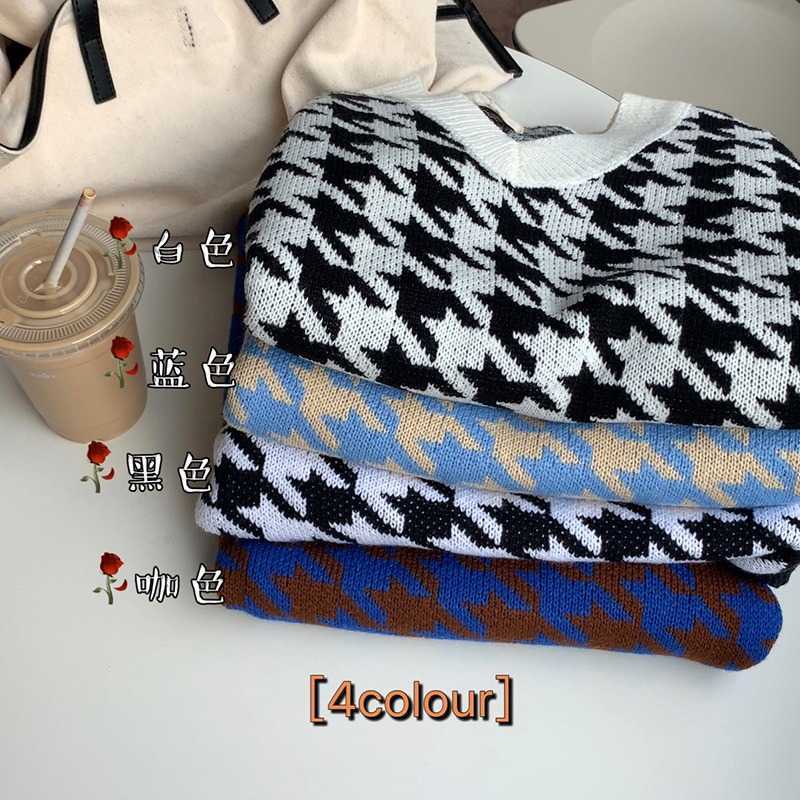 Houndstooth Vest Pullover Women's Knitted Autumn and Winter Loose Korean Outdoor Sweater Waistcoat 210908