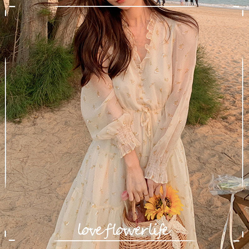 V-neck Elegant Sweet Dress Women Long Sleeve Chiffon Floral Dress Party Beach Dress for Females Korean Style Summer Chic 210521, As picture
V-neck Elegant Sweet Dress Women Long Sleeve Chiffon Floral Dress Party Beach Dress for Females Korean Style Summer Chic 210521, As picture
