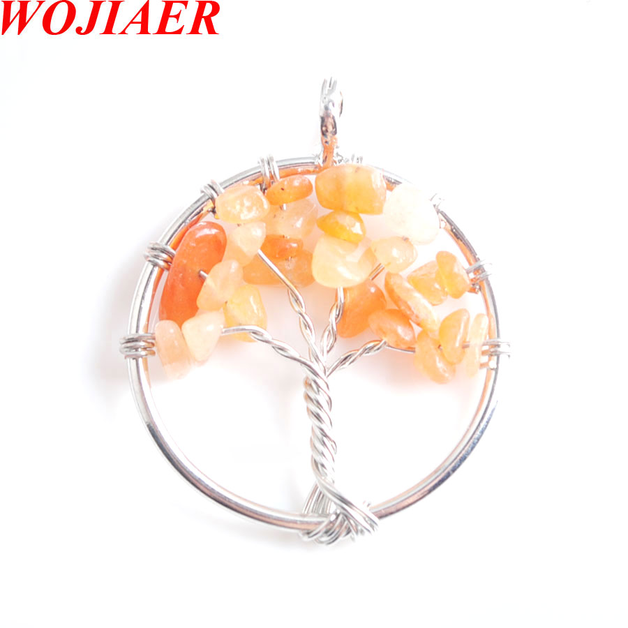 Tree of Life Pendant Natural Amethyst Gem Stone Chip Beads 7 Chakra Wire Wrapped Women Necklace Jewelry BM904