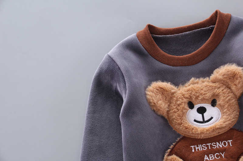 Winter Warm Children Clothing Sets Cartoon Bear Baby Boy Clothes For born Toddler Clothes For Girls Sport Tracksuit Set Girl 211021