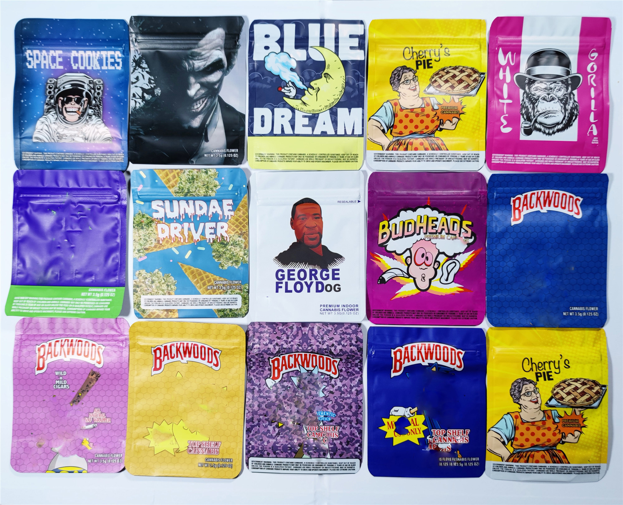 Wholesale Empty jungle boys runtz snack zipper bags 3.5 g backwoods budheads Blue Dream white gorilla candy gummy gummies edibles mylar packaging bag