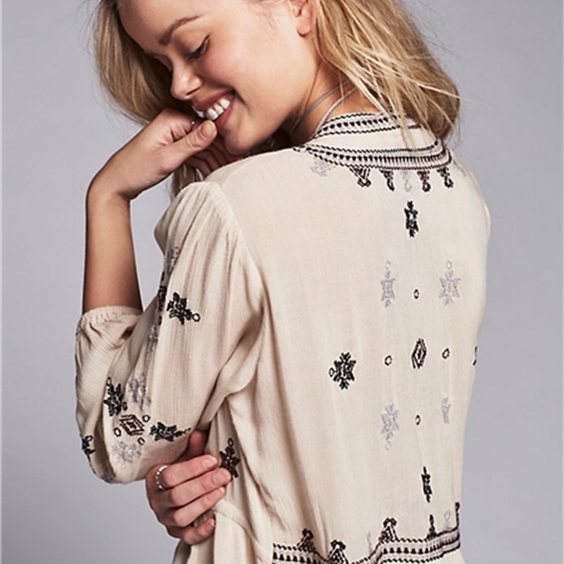 Summer Runway Dress Women Vintage Flower Embroidered Deep V-Neck Hippie Boho People Cotton Sexy High Waist Tunic Short Dresses 210520