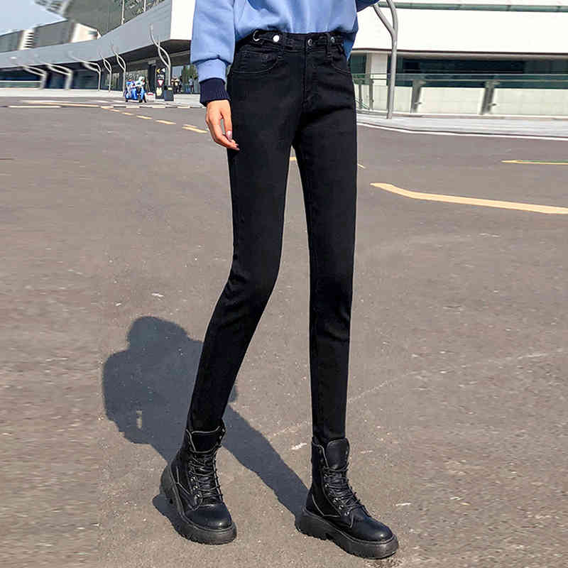 Autumn Fashion Vintage Skinny Jeans Women High Waist Blue Black Woman Adjustable Elastic Plus Size Denim Trousers 11708 210508