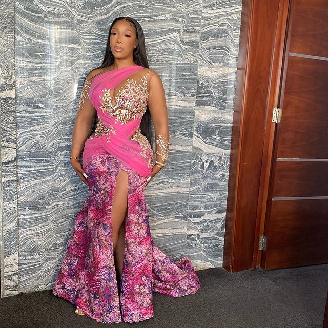 plus size arabic aso ebi luxurious lace mermaid prom dresses sheer neck beaded evening formal party second reception gowns dress zj446