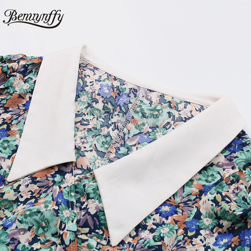 White Collar Floral Print Wrap Blouses Women Summer Puff Sleeve Crop Top Boho Casual Bow Tie Waist Ladies Blouse 210510