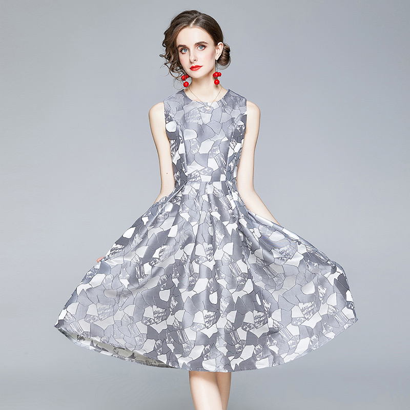 2XL Spring Women Elegant Vintage Jacquard Dress Sexy Slim A-line Vestidos Sleeveless Tank Dress Plus Size Cocktail Party Robe 210525