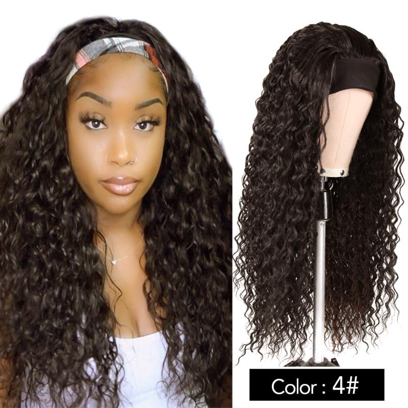 Synthetic Wigs MEEPO Water Wave Ice Headband For Black Women 28Inch70CM Long Grip Scarf Wig Full Machine Made
