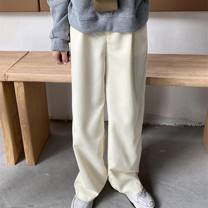 OL Elegant Minimalist High Waist Straight Wide Leg Pants Women Spring Autumn Casual Suit Trousers Female 210421