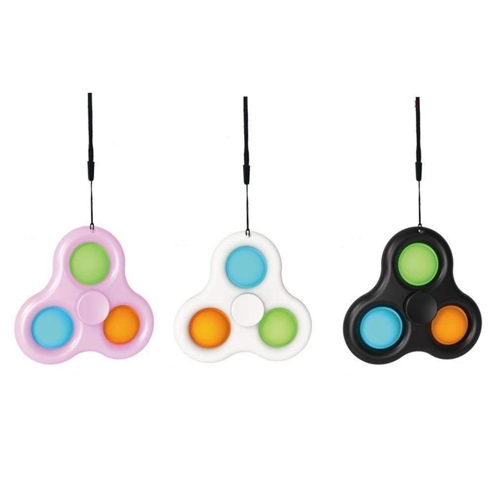 DHL Free With Lanyard Fidget Simple Dimple Toys Bubble Key Ring Push Spinner Board Stress Relief Decompression Finger Bubbles