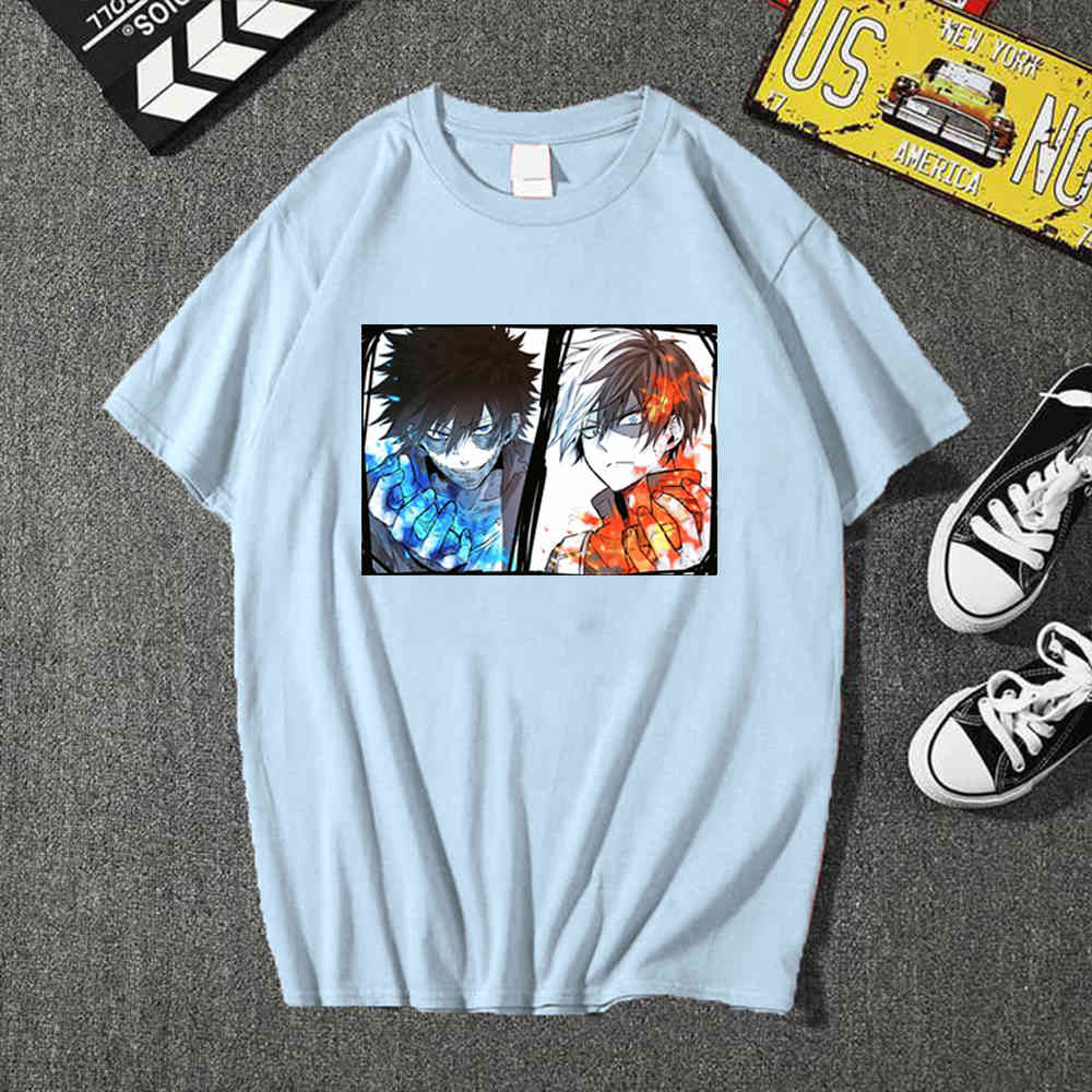 Men's Shirt Harajuku T-Shirt Men Anime T Shirt My Hero Academia Dabi Shoto Todoroki Anime Tops Tees Y0526