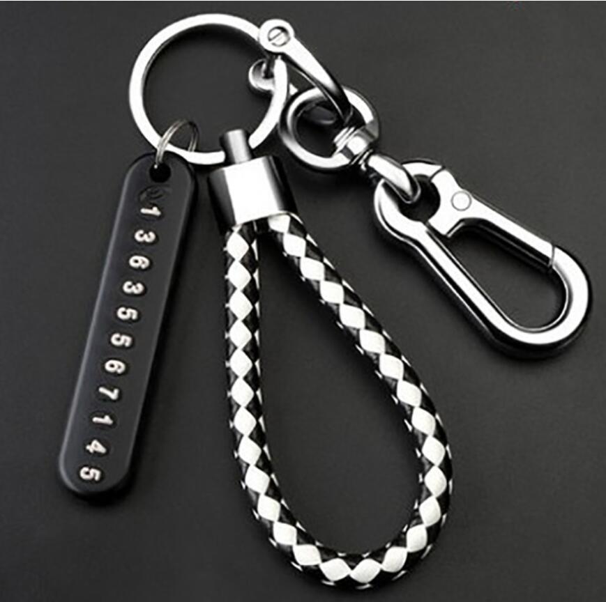 Fashion Anti-lost Car Keychain Phone Number Card Keyring Leather Bradied Rope Auto Vehicle Key Chain Holder Accessories Gift for Christmas
Fashion Anti-lost Car Keychain Phone Number Card Keyring Leather Bradied Rope Auto Vehicle Key Chain Holder Accessories Gift for Christmas