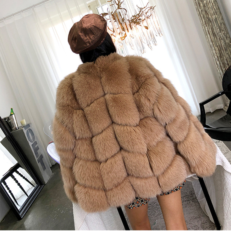 Women Fur Jackets Plus Size Casual Faux Coats Black Red Vintage Long Winter Overcoat Fashion 210524