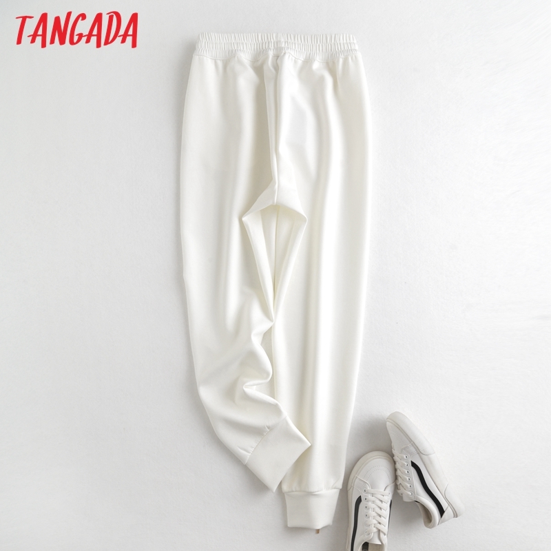 Fashion Woman White Women Cargo High Waist Pants Loose Trousers Joggers Female Sweatpants 6D89 210416