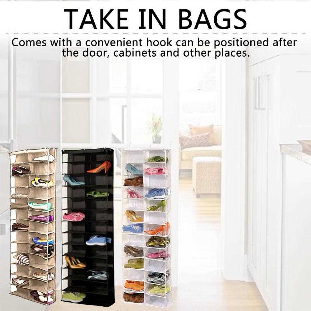 26 Pocket Shoe Organizer Door Hanging Shoes Storage Wall Bag Closet Holder Family Save Space Organizer Home Decoration Supplies 210609