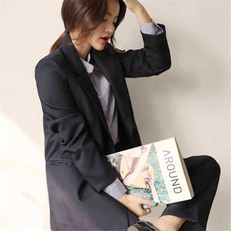 Formal Gentle Chic Slim Elegant Plus Size OL Blazers+ Stylish High Waist Wide Leg Pants Suits All Match 2 Piece Sets 210421