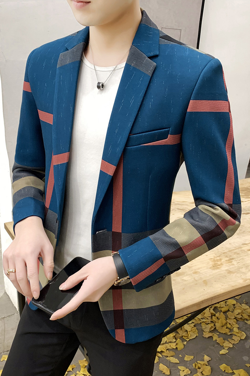 Luxury Mens casual blazers jacket spring and autumn trend British single western hair stylist handsome slim suit at night