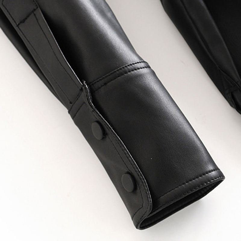 Pu Leather Coat Women Winter Single Breasted Long Sleeve Solid Female Coat With Belt Vintage Pockets Buttons Outwear Ladies Tops 210414