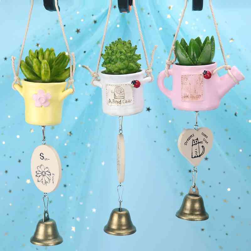 

Wind door decoration cute things bedroom balcony bell potted wind chime fleshy pendant decorative resin technology