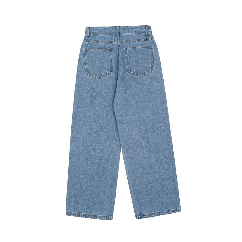 IEFB Washable Patchwork Color Contrast Hole Blue Wide Leg Jeans Men's Spring High Street Straight Denim Pants Casual 210524