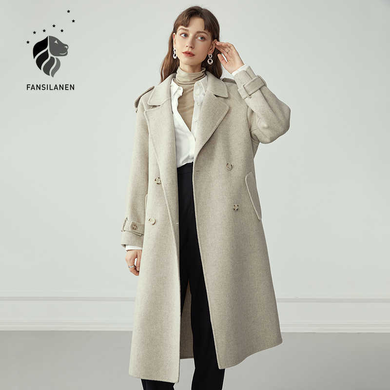 FANSILANEN Elegant oversized white 100% wool coat Women cashmere blend winter Female vintage knitted yellow long jacket 210607, Apricot
FANSILANEN Elegant oversized white 100% wool coat Women cashmere blend winter Female vintage knitted yellow long jacket 210607, Apricot