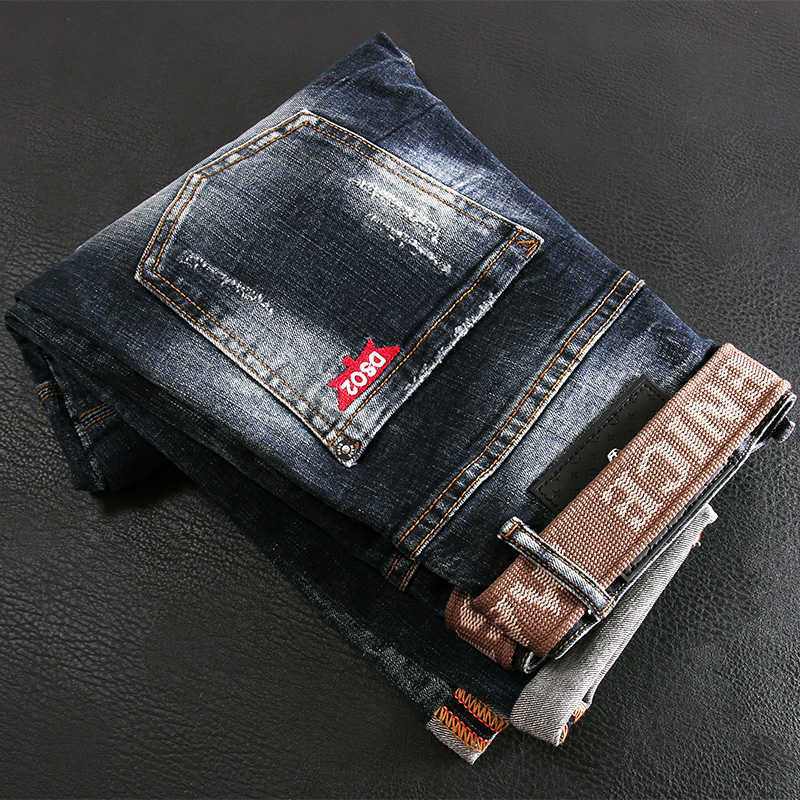 American Street Style Fashion Men Jeans Retro Dark Blue Elastic Slim Ripped Spliced Designer Hip Hop Denim Biker Pants A5EN
American Street Style Fashion Men Jeans Retro Dark Blue Elastic Slim Ripped Spliced Designer Hip Hop Denim Biker Pants A5EN