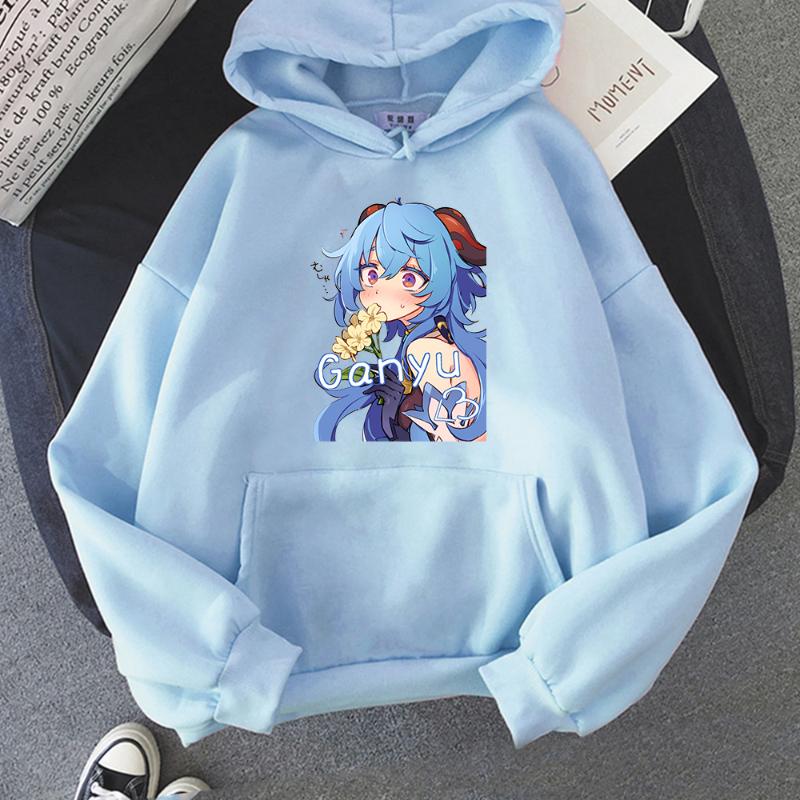 Men's Hoodies & Sweatshirts Genshin Impact Funny Game Cartoon Kawaii Ganyu Graphic Men Women Sweatshirt Winter Casual Oversized Hoody Pullov