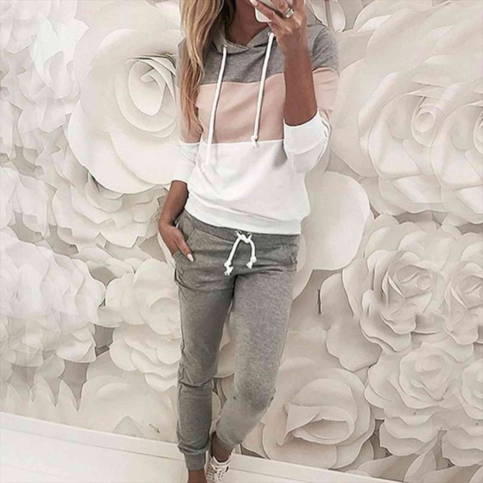 set casual tracksuit sportswear womens pants sets soft lace up hoodies sweatshirt 2 piece autumn hooded amp pant, White
set casual tracksuit sportswear womens pants sets soft lace up hoodies sweatshirt 2 piece autumn hooded amp pant, White