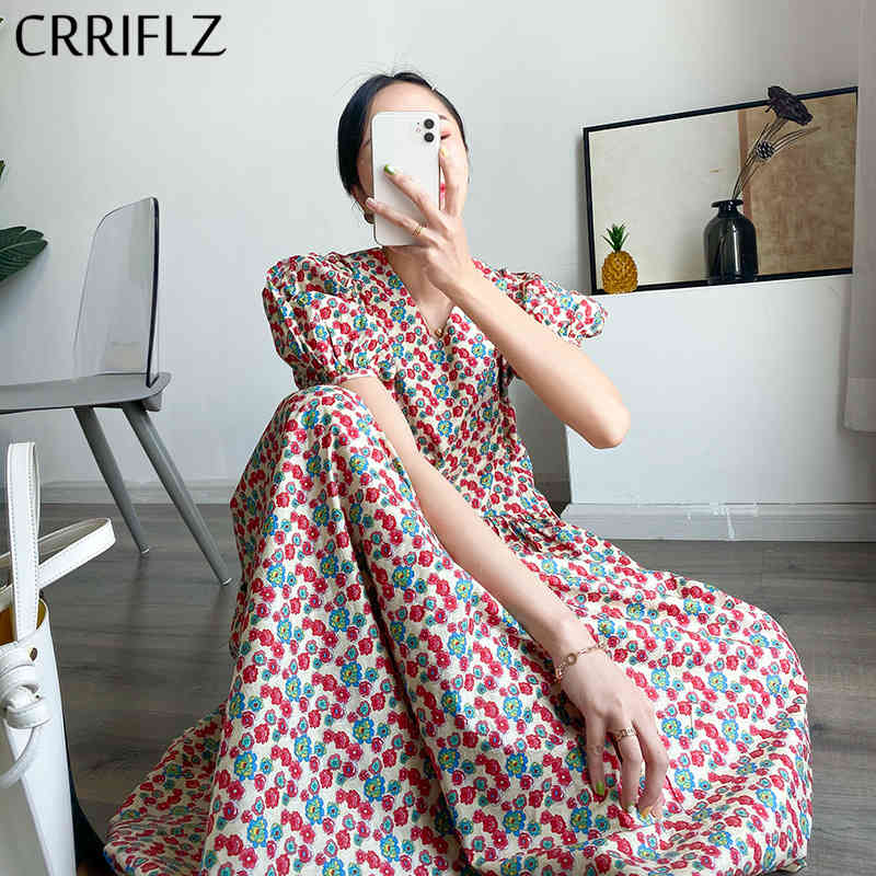 Summer Puff Sleeve Print Dress Women Casual Cotton A-line V-neck Mid-calf CRRIFLZ 210520, Red
Summer Puff Sleeve Print Dress Women Casual Cotton A-line V-neck Mid-calf CRRIFLZ 210520, Red