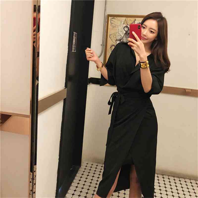 Autumn Work Wear pencil Dress fashion V-Neck Bowknot Midi Length Long Sleeve Office OL Dresses Vestidos Robe 210519