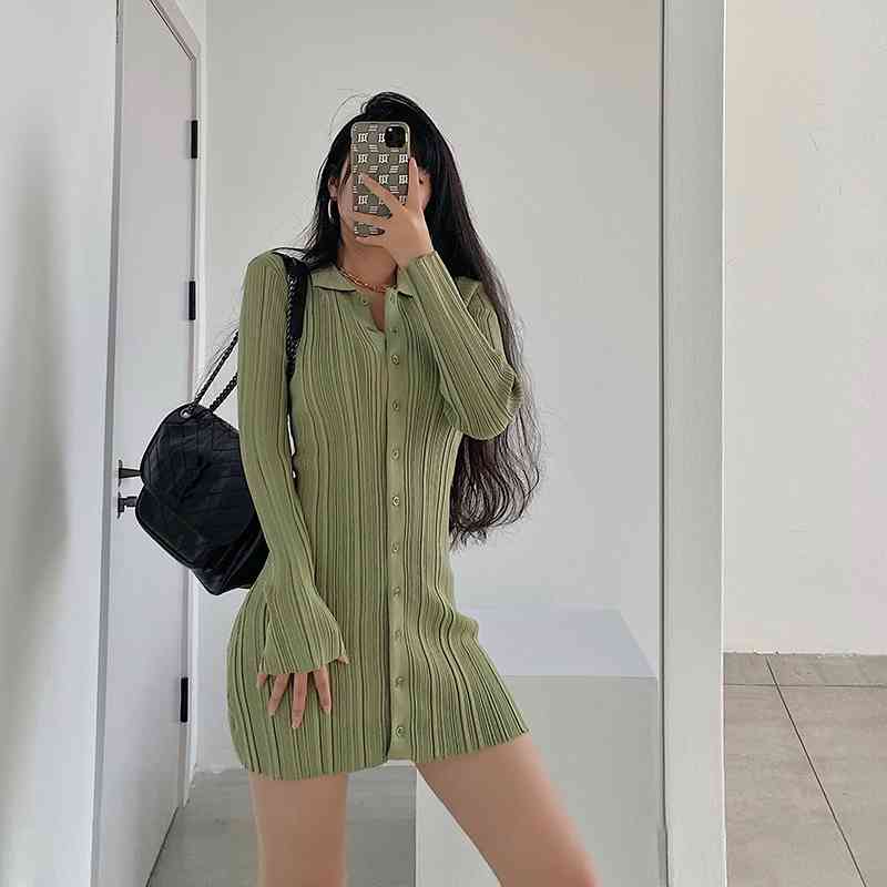 WOMENGAGA Sexy Slim Single Breasted Elastic Turn-down Collar Long Sleeve Hip Wrap Fold Mini Dress Girl Female H0SZ 210603, Black
WOMENGAGA Sexy Slim Single Breasted Elastic Turn-down Collar Long Sleeve Hip Wrap Fold Mini Dress Girl Female H0SZ 210603, Black