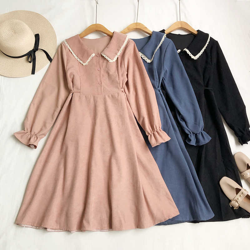 LY VAREY LIN Spring Autumn Women Peter Pan Collar Dress Lace Flare Sleeve Waist Down Bandage Slim Corduroy 210526, Burgundy
LY VAREY LIN Spring Autumn Women Peter Pan Collar Dress Lace Flare Sleeve Waist Down Bandage Slim Corduroy 210526, Burgundy