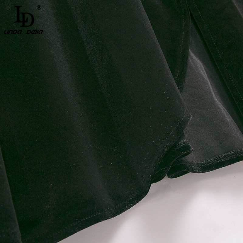 Fashion Runway Summer Black Elegant Velvet Dress Women Long sleeve High Waist Party Vintage Midi Vestidos 210522