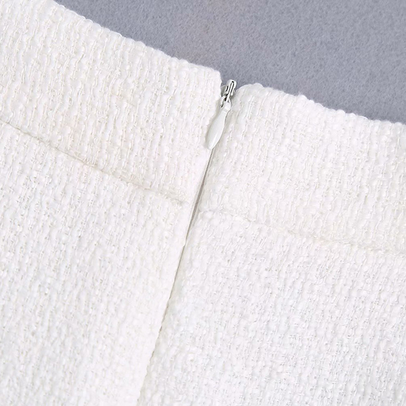 Women Vintage Pocket Patch Breasted Tweed Woolen Split Slim Skirt Faldas Mujer Ladies Back Zipper Chic Vestido 210521