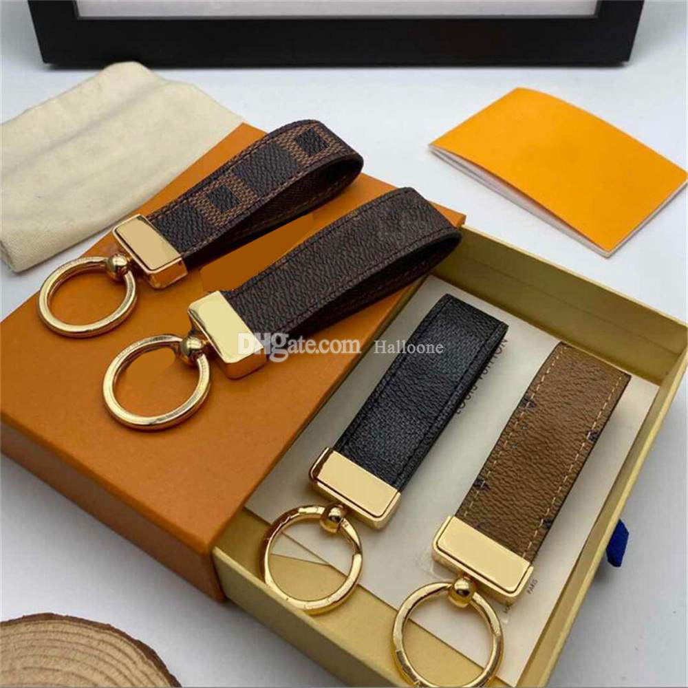2022 Fashion Key Buckle Keychain Handmade real Leather Man Woman Pendant Accessories keychain charms with box for gift