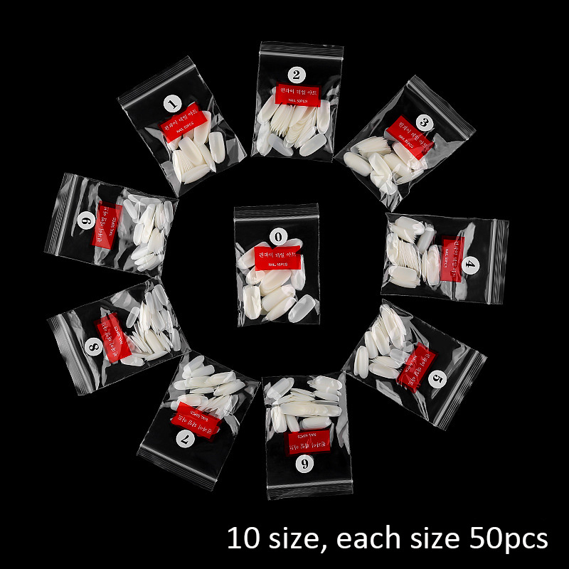 500Pcs press on Nail TIPs Clear White Full Cover French false nails toe Tip U-shape Acrylic UV Gel Manicure accessories kits NAF014