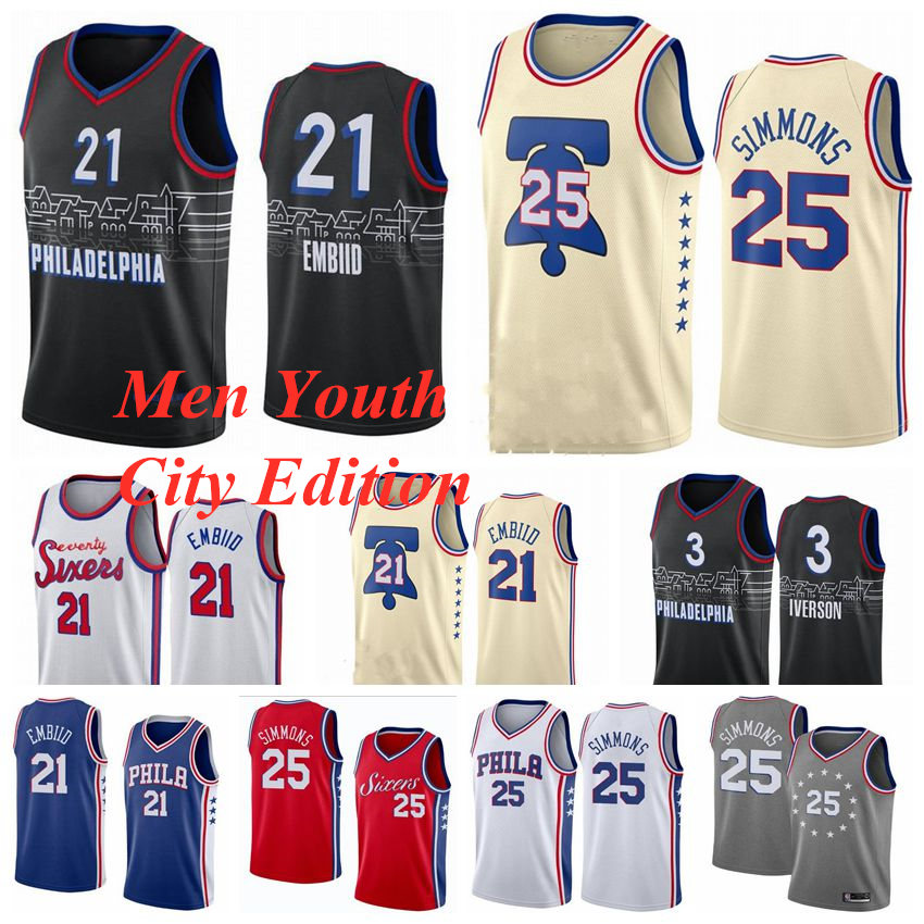 Philadelphia 76ers Basketball Jerseys Men Kids Joel 21 Embiid Ben 25 Simmons Allen 3 Iverson Jersey 2021 Youth City Swingman Edition, Black;red
Philadelphia 76ers Basketball Jerseys Men Kids Joel 21 Embiid Ben 25 Simmons Allen 3 Iverson Jersey 2021 Youth City Swingman Edition, Black;red